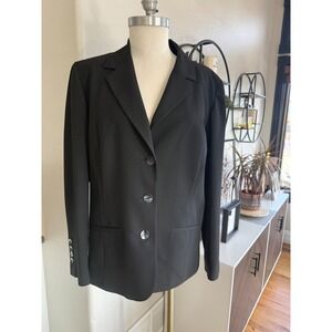 Chicos Size 2 L/12 Womens Black Blazer Jacket Lined Tailored Professional Career